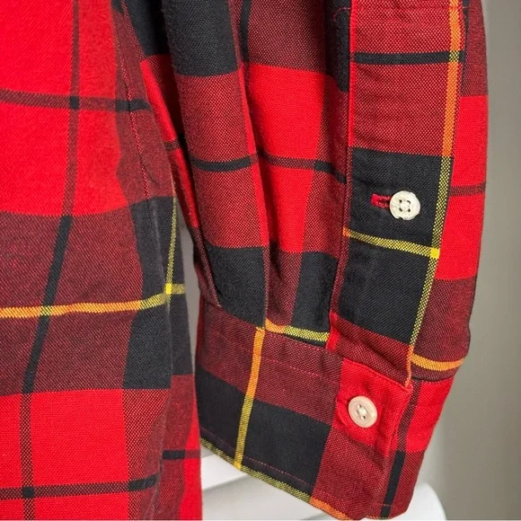 [SOLD!] Vtg 90's Men's Ralph LaurenRed Plaid Flannel Oxford Button Down Shirt XL - Picture 8 of 10